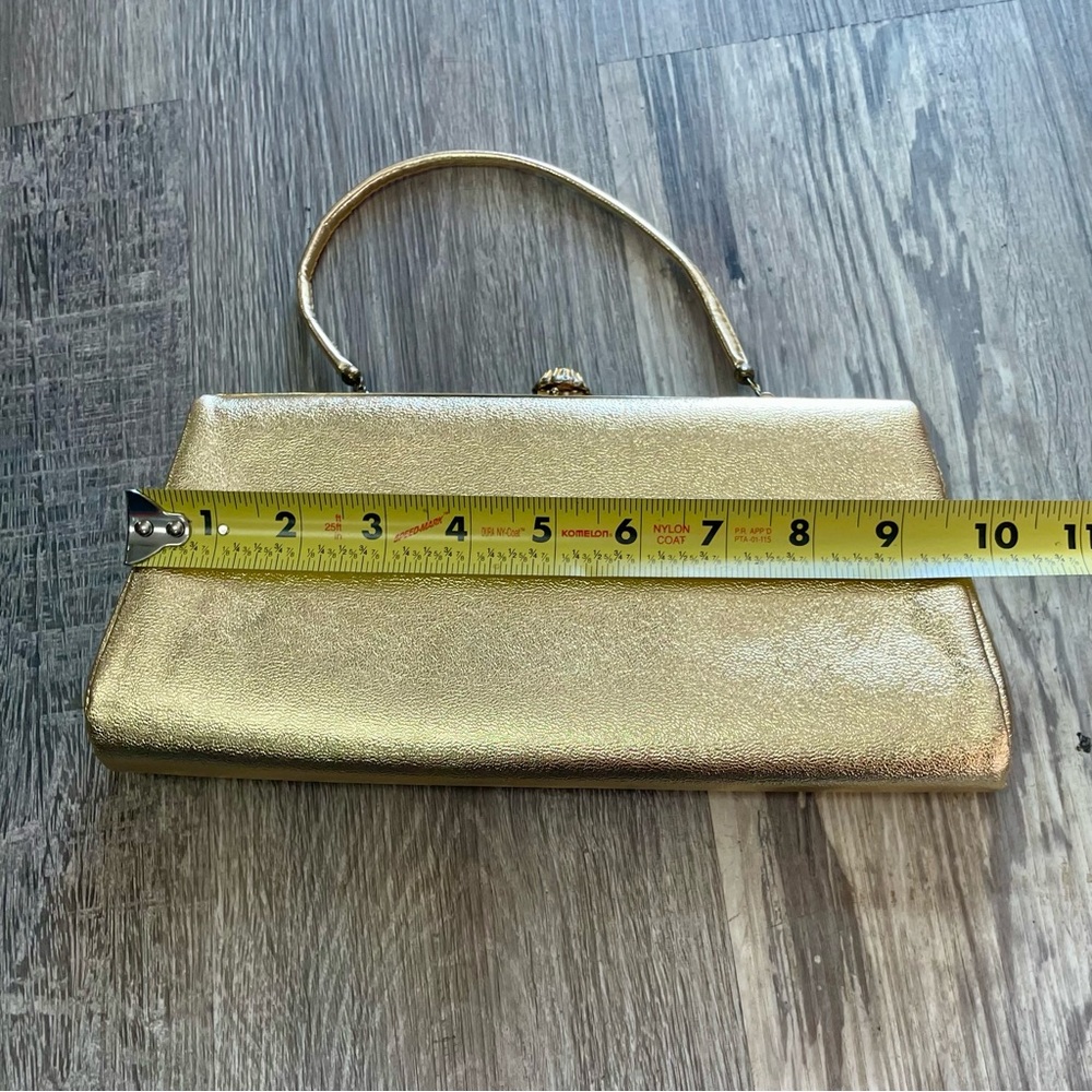 Vintage Gold Foil Metallic Snap Lock Mini Bag Purse - Picture 15 of 16